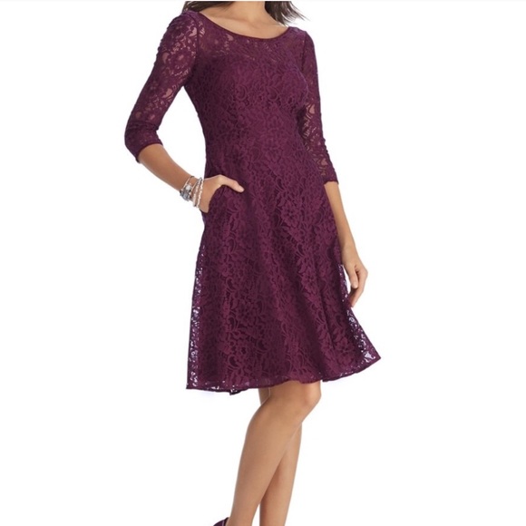 White House Black Market Dresses & Skirts - White House Black Market Burgundy Lace Dress